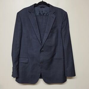 Brooks Brothers 1818 Regent Suit 43R 37W Blue Windowpane Italy Wool E. Thomas